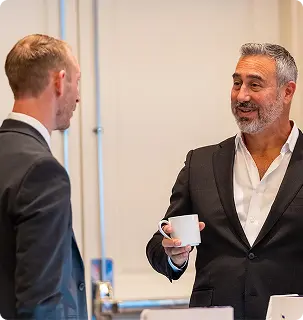 Two men talking